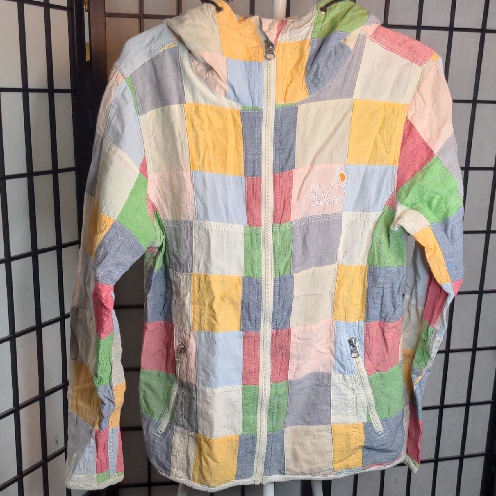 GO SLOW CARAVAN Patchwork Thin Zip-up Hoodie